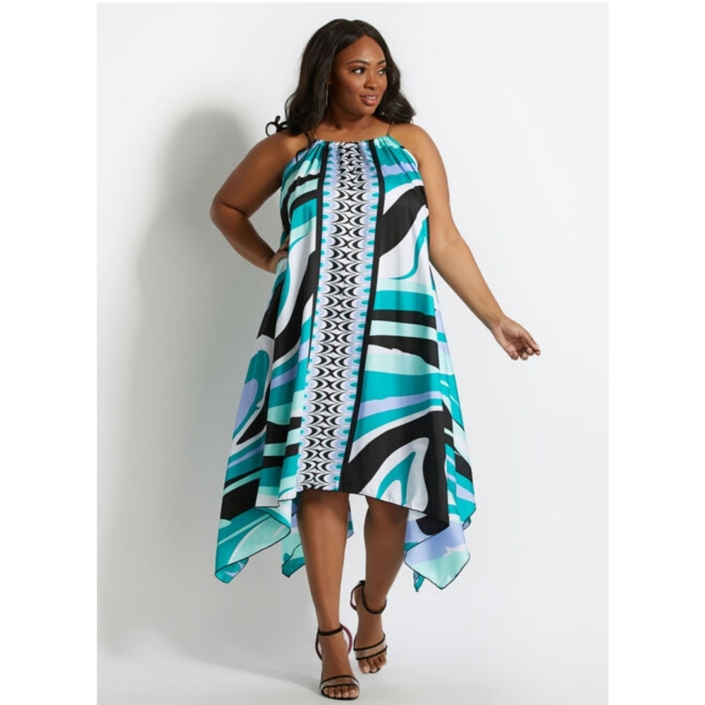 Ashley Stewart Chain Link Neck Satin Scarf Maxi XL